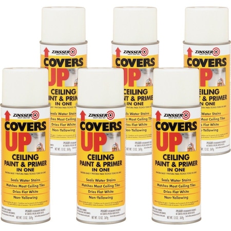 Zinsser Spray Paint, Flat White, 13 oz, 6 PK RST3688CT